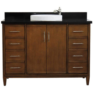 Bellaterra Home Vanity BellaTerra Home 49" Single sink vanity in Walnut finish with Black galaxy granite and round sink 400901-49S-WA-BGRD
