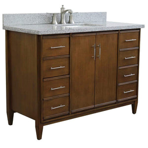 Bellaterra Home Vanity BellaTerra Home 49" Single sink vanity in Walnut finish with Gray granite and rectangle sink 400901-49S-WA-GYR