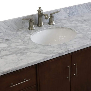 Bellaterra Home Vanity BellaTerra Home 49" Single sink vanity in Walnut finish with White carrara marble and oval sink 400901-49S-WA-WMO