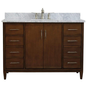 Bellaterra Home Vanity BellaTerra Home 49" Single sink vanity in Walnut finish with White carrara marble and oval sink 400901-49S-WA-WMO