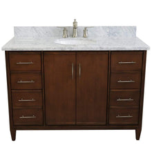 Load image into Gallery viewer, Bellaterra Home Vanity BellaTerra Home 49&quot; Single sink vanity in Walnut finish with White carrara marble and oval sink 400901-49S-WA-WMO