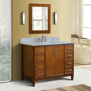 Bellaterra Home Vanity BellaTerra Home 49" Single sink vanity in Walnut finish with White carrara marble and rectangle sink 400901-49S-WA-WMR