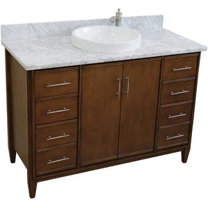 Bellaterra Home Vanity BellaTerra Home 49" Single sink vanity in Walnut finish with White carrara marble and round sink 400901-49S-WA-WMRD