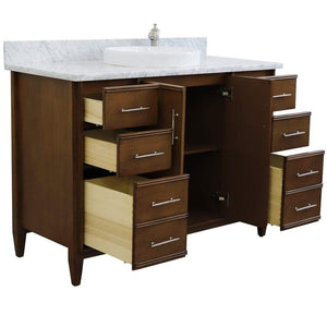 Bellaterra Home Vanity BellaTerra Home 49" Single sink vanity in Walnut finish with White carrara marble and round sink 400901-49S-WA-WMRD