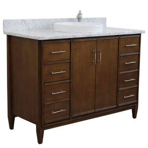 Bellaterra Home Vanity BellaTerra Home 49" Single sink vanity in Walnut finish with White carrara marble and round sink 400901-49S-WA-WMRD