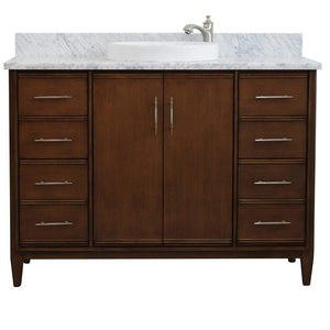 Bellaterra Home Vanity BellaTerra Home 49" Single sink vanity in Walnut finish with White carrara marble and round sink 400901-49S-WA-WMRD