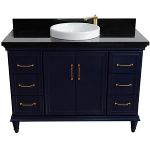 Bellaterra Home Vanity BellaTerra Home 49" Single sink vanity in White finish with Black galaxy granite and and oval sink 400800-49S-WH-BGO 400800-49S-BU-BGRD