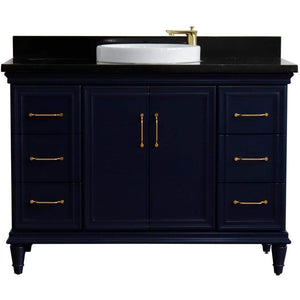 Bellaterra Home Vanity BellaTerra Home 49" Single sink vanity in White finish with Black galaxy granite and and oval sink 400800-49S-WH-BGO 400800-49S-BU-BGRD