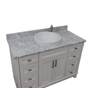 Bellaterra Home Vanity BellaTerra Home 49" Single sink vanity in White finish with White carrara marble and round sink 400700-49S-WH-WMRD