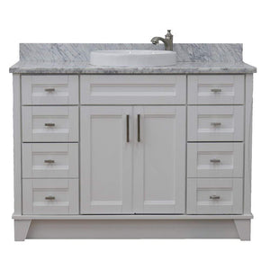 Bellaterra Home Vanity BellaTerra Home 49" Single sink vanity in White finish with White carrara marble and round sink 400700-49S-WH-WMRD
