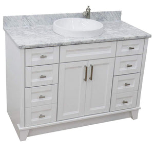 Bellaterra Home Vanity BellaTerra Home 49" Single sink vanity in White finish with White carrara marble and round sink 400700-49S-WH-WMRD