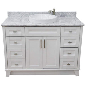 Bellaterra Home Vanity BellaTerra Home 49" Single sink vanity in White finish with White carrara marble and round sink 400700-49S-WH-WMRD