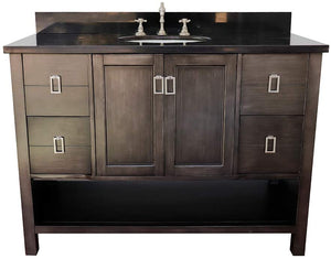 Bellaterra Home Vanity BellaTerra Home 49" Single vanity in Silvery Brown finish with Black Galaxy top and Oval Sink  400300-SB-BGO