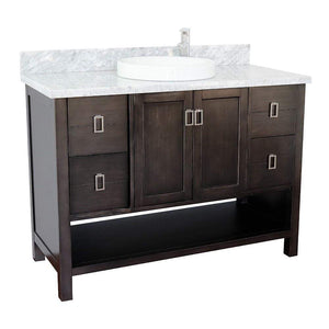 Bellaterra Home Vanity BellaTerra Home 49" Single vanity in Silvery Brown finish with White Carrara top and Round Sink  400300-SB-WMRD