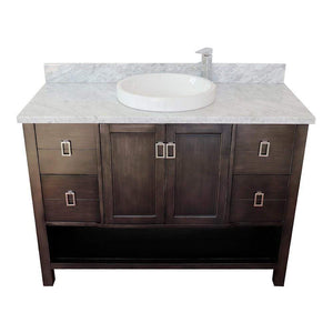 Bellaterra Home Vanity BellaTerra Home 49" Single vanity in Silvery Brown finish with White Carrara top and Round Sink  400300-SB-WMRD