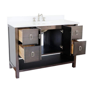 Bellaterra Home Vanity BellaTerra Home 49" Single vanity in Silvery Brown finish with White Quartz top and Oval Sink 400300-SB-WEO