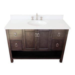 Bellaterra Home Vanity BellaTerra Home 49" Single vanity in Silvery Brown finish with White Quartz top and Oval Sink 400300-SB-WEO