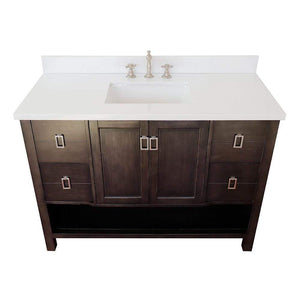 Bellaterra Home Vanity BellaTerra Home 49" Single vanity in Silvery Brown finish with White Quartz top and Rectangle Sink 400300-SB-WER