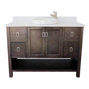 Bellaterra Home Vanity BellaTerra Home 49" Single vanity in Silvery Brown finish with White Quartz top and Round Sink 400300-SB-WERD