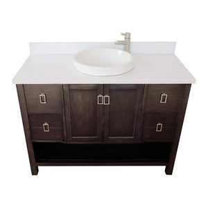 Bellaterra Home Vanity BellaTerra Home 49" Single vanity in Silvery Brown finish with White Quartz top and Round Sink 400300-SB-WERD