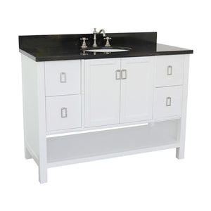 Bellaterra Home Vanity BellaTerra Home 49" Single vanity in White finish with Black Galaxy top and Oval Sink 400300-WH-BGO