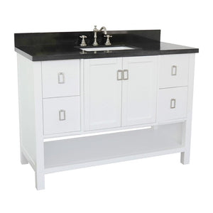 Bellaterra Home Vanity BellaTerra Home 49" Single vanity in White finish with Black Galaxy top and Rectangle Sink  400300-WH-BGR