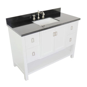 Bellaterra Home Vanity BellaTerra Home 49" Single vanity in White finish with Black Galaxy top and Rectangle Sink  400300-WH-BGR