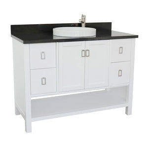 Bellaterra Home Vanity BellaTerra Home 49" Single vanity in White finish with Black Galaxy top and Round Sink 400300-WH-BGRD
