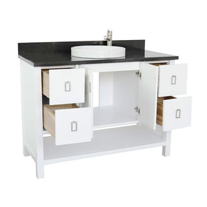 Bellaterra Home Vanity BellaTerra Home 49" Single vanity in White finish with Black Galaxy top and Round Sink 400300-WH-BGRD