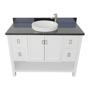Bellaterra Home Vanity BellaTerra Home 49" Single vanity in White finish with Black Galaxy top and Round Sink 400300-WH-BGRD