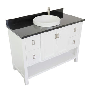 Bellaterra Home Vanity BellaTerra Home 49" Single vanity in White finish with Black Galaxy top and Round Sink 400300-WH-BGRD