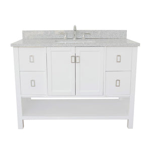 Bellaterra Home Vanity BellaTerra Home 49" Single vanity in White finish with Gray granite top and Rectangle Sink 400300-WH-GYR