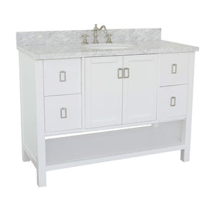 Bellaterra Home Vanity BellaTerra Home 49" Single vanity in White finish with White Carrara top and Oval Sink 400300-WH-WMO