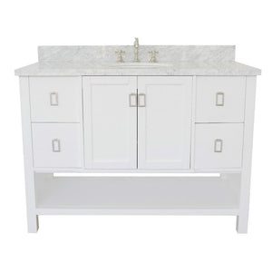 Bellaterra Home Vanity BellaTerra Home 49" Single vanity in White finish with White Carrara top and Oval Sink 400300-WH-WMO