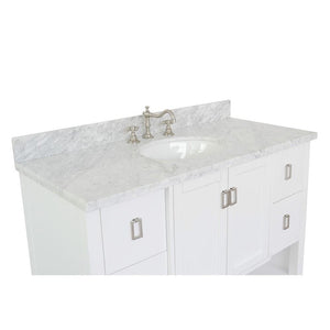 Bellaterra Home Vanity BellaTerra Home 49" Single vanity in White finish with White Carrara top and Oval Sink 400300-WH-WMO