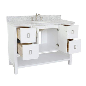 Bellaterra Home Vanity BellaTerra Home 49" Single vanity in White finish with White Carrara top and Oval Sink 400300-WH-WMO