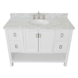 Bellaterra Home Vanity BellaTerra Home 49" Single vanity in White finish with White Carrara top and Oval Sink 400300-WH-WMO