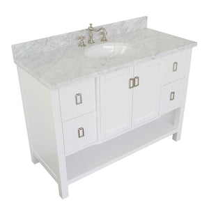 Bellaterra Home Vanity BellaTerra Home 49" Single vanity in White finish with White Carrara top and Oval Sink 400300-WH-WMO