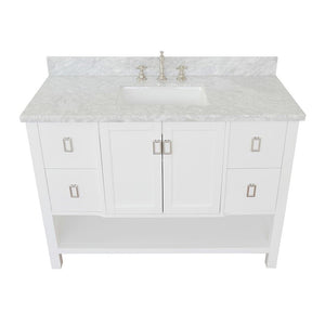 Bellaterra Home Vanity BellaTerra Home 49" Single vanity in White finish with White Carrara top and Rectangle Sink 400300-WH-WMR
