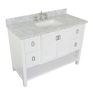Bellaterra Home Vanity BellaTerra Home 49" Single vanity in White finish with White Carrara top and Rectangle Sink 400300-WH-WMR