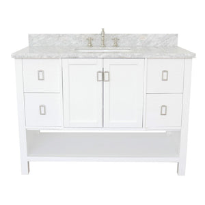 Bellaterra Home Vanity BellaTerra Home 49" Single vanity in White finish with White Carrara top and Rectangle Sink 400300-WH-WMR