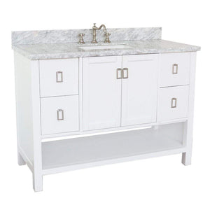 Bellaterra Home Vanity BellaTerra Home 49" Single vanity in White finish with White Carrara top and Rectangle Sink 400300-WH-WMR