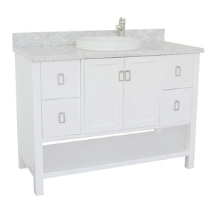 Bellaterra Home Vanity BellaTerra Home 49" Single vanity in White finish with White Carrara top and Round Sink 400300-WH-WMRD