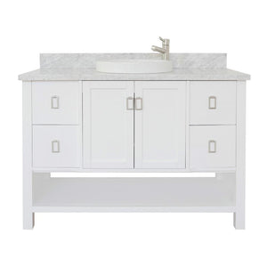 Bellaterra Home Vanity BellaTerra Home 49" Single vanity in White finish with White Carrara top and Round Sink 400300-WH-WMRD