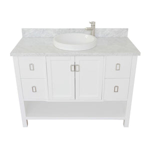 Bellaterra Home Vanity BellaTerra Home 49" Single vanity in White finish with White Carrara top and Round Sink 400300-WH-WMRD