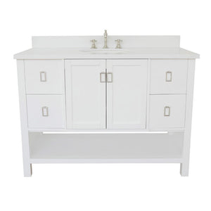 Bellaterra Home Vanity BellaTerra Home 49" Single vanity in White finish with White Quartz top and Oval Sink 400300-WH-WEO