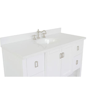 Bellaterra Home Vanity BellaTerra Home 49" Single vanity in White finish with White Quartz top and Oval Sink 400300-WH-WEO