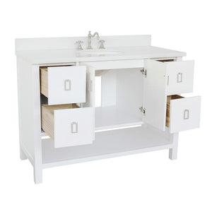 Bellaterra Home Vanity BellaTerra Home 49" Single vanity in White finish with White Quartz top and Oval Sink 400300-WH-WEO