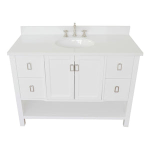 Bellaterra Home Vanity BellaTerra Home 49" Single vanity in White finish with White Quartz top and Oval Sink 400300-WH-WEO