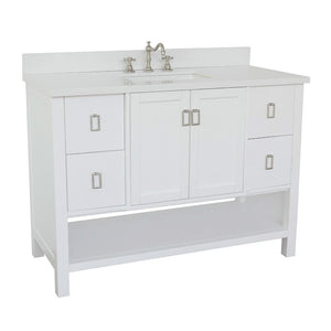 Bellaterra Home Vanity BellaTerra Home 49" Single vanity in White finish with White Quartz top and Rectangle Sink 400300-WH-WER